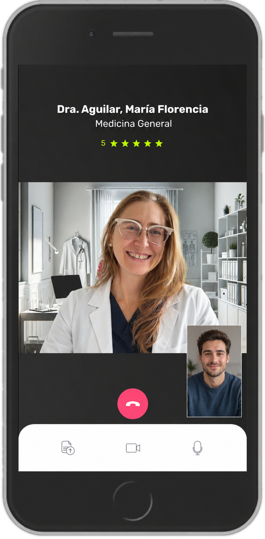 Videollamada médica en la aplicación de Llamando al Doctor
